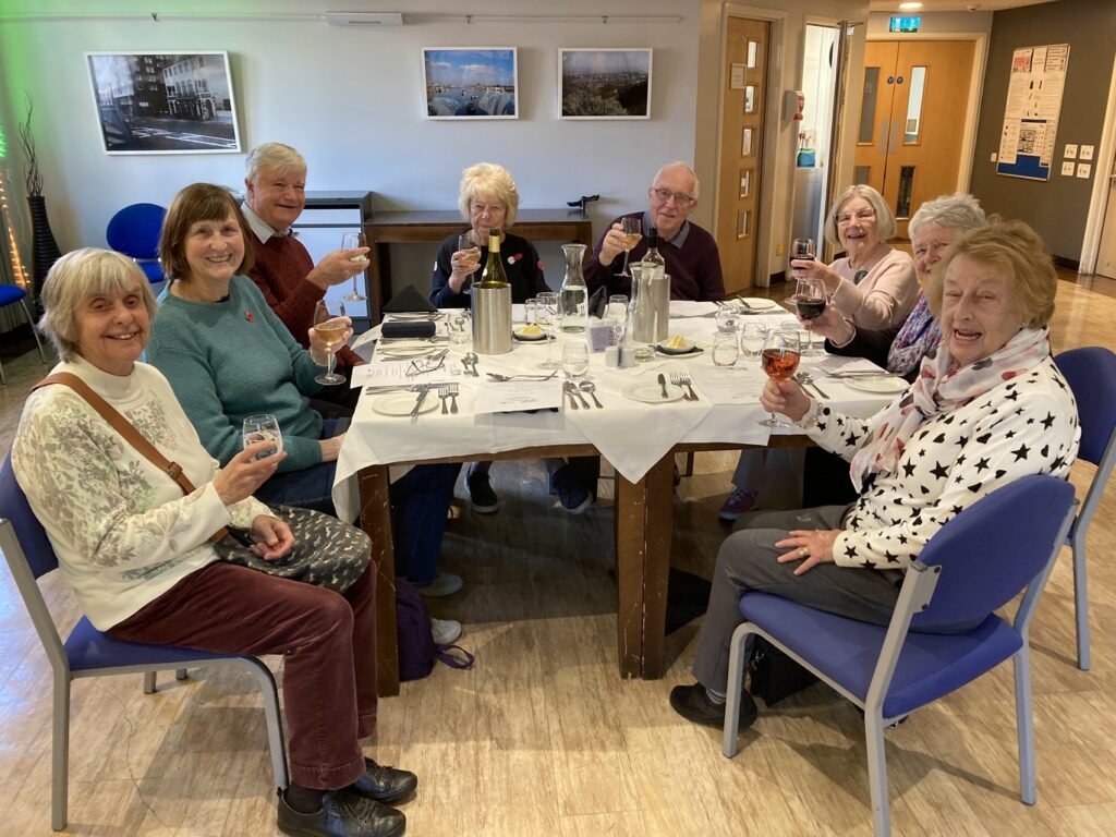 One of the tables enjoying a delicious meal